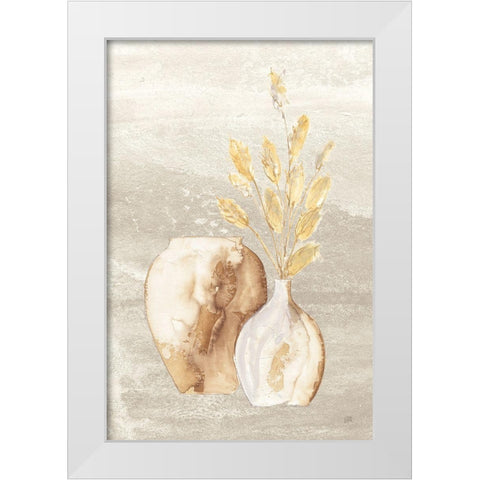 Neutral Vase Bunny Tail White Modern Wood Framed Art Print by Paschke, Chris