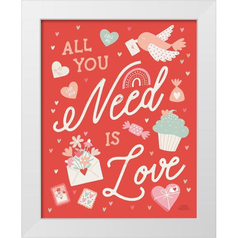 Lovebirds II White Modern Wood Framed Art Print by Marshall, Laura