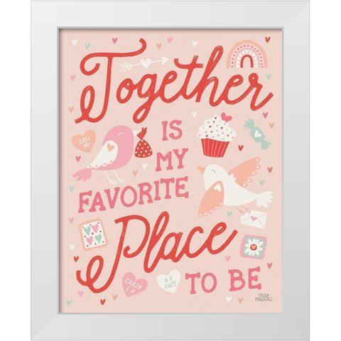 Lovebirds V White Modern Wood Framed Art Print by Marshall, Laura