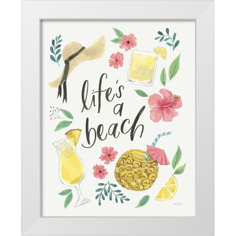 Lifes a Beach I White Modern Wood Framed Art Print by Jackson, Jenaya