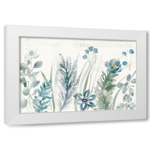 Boho Garden I No Butterflies Blue White Modern Wood Framed Art Print by June, Dina