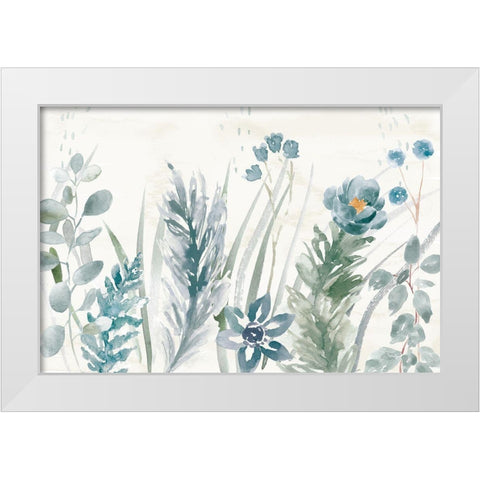 Boho Garden I No Butterflies Blue White Modern Wood Framed Art Print by June, Dina