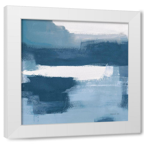 Escalante Mood Blue and White Sq White Modern Wood Framed Art Print by Nai, Danhui