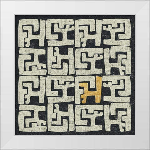 Kuba Play II Gold White Modern Wood Framed Art Print by Warrick, Cheryl