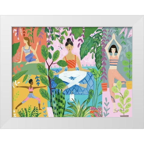 Yoga with Plants I White Modern Wood Framed Art Print by Zaman, Farida