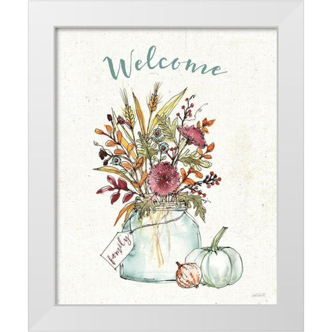 Festive Foliage III Welcome White Modern Wood Framed Art Print by Tavoletti, Anne