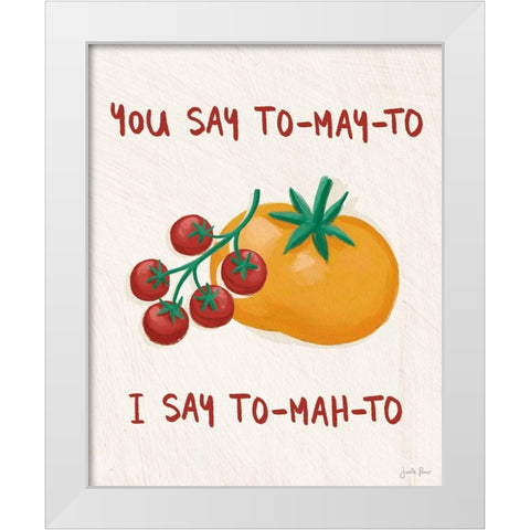 Tomato Toss II White Modern Wood Framed Art Print by Penner, Janelle