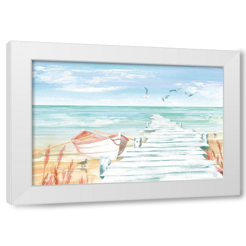 Ocean Breeze I White Modern Wood Framed Art Print by June, Dina