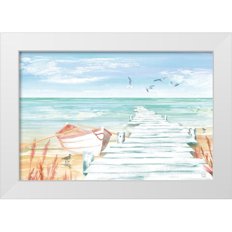 Ocean Breeze I White Modern Wood Framed Art Print by June, Dina