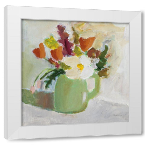 Spring in a Green Pitcher White Modern Wood Framed Art Print by Munger, Pamela