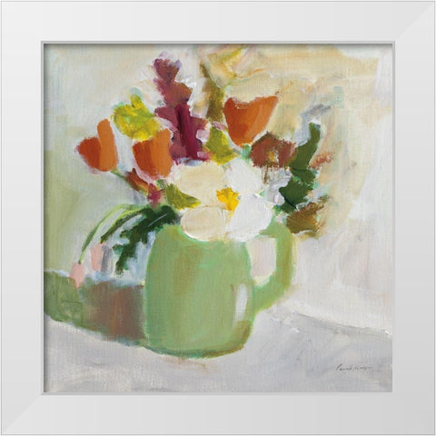Spring in a Green Pitcher White Modern Wood Framed Art Print by Munger, Pamela