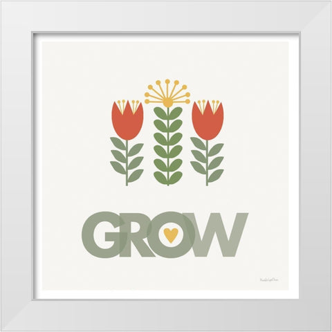 Grow White Modern Wood Framed Art Print by Charro, Mercedes Lopez