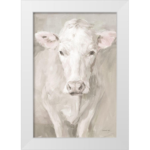 Flossie Neutral White Modern Wood Framed Art Print by Nai, Danhui