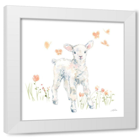 Spring Lambs I White Modern Wood Framed Art Print by Pete, Katrina