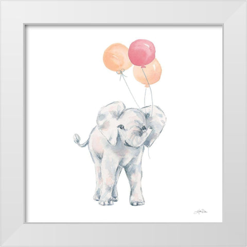 Elephant Celebration White Modern Wood Framed Art Print by Pete, Katrina
