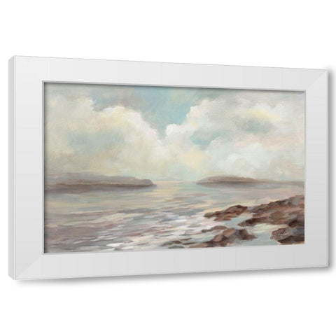 Distant Island White Modern Wood Framed Art Print by Vassileva, Silvia