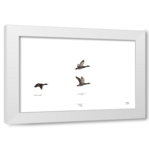 Three Departing White Modern Wood Framed Art Print by Larson, Nathan