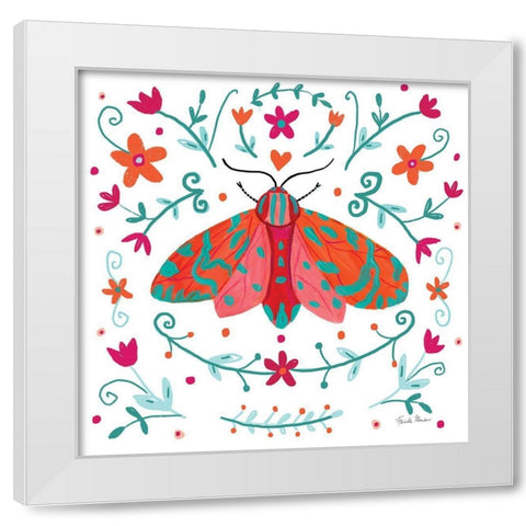 Pretty Moth White Modern Wood Framed Art Print by Zaman, Farida