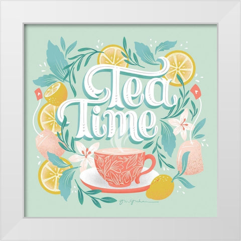 Tea Time V White Modern Wood Framed Art Print by Graham, Gia