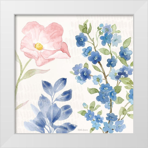Indigo Petals II White Modern Wood Framed Art Print by Grove, Beth