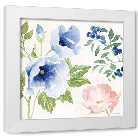 Indigo Petals III White Modern Wood Framed Art Print by Grove, Beth