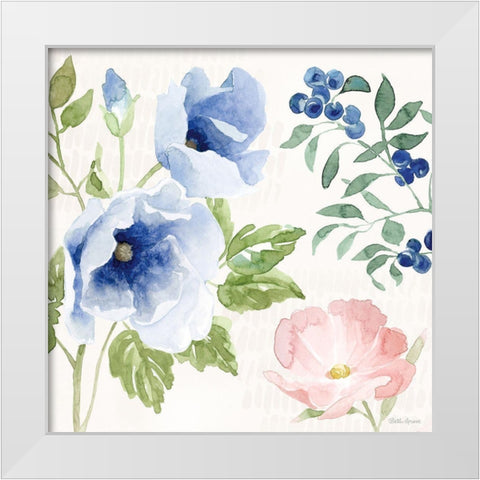 Indigo Petals III White Modern Wood Framed Art Print by Grove, Beth