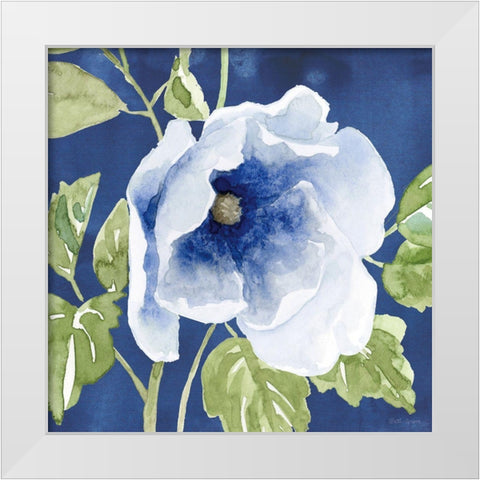 Indigo Petals VIII White Modern Wood Framed Art Print by Grove, Beth
