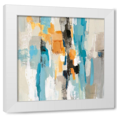 Steps on Sand I Aqua Sq White Modern Wood Framed Art Print by Vassileva, Silvia