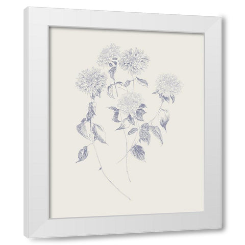 Flowers on White VI Blue White Modern Wood Framed Art Print by Wild Apple Portfolio