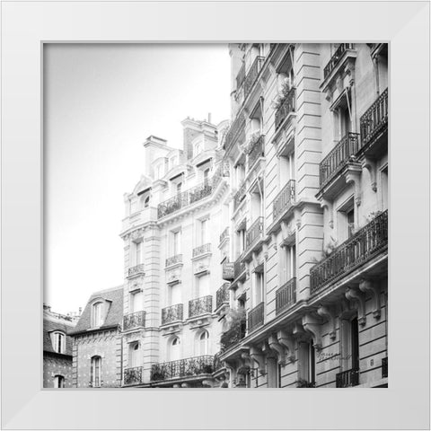 Paris Moments III BW White Modern Wood Framed Art Print by Marshall, Laura