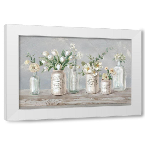 Marmalade Flowers I Neutral White Modern Wood Framed Art Print by Nai, Danhui