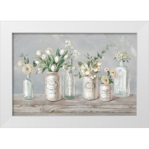 Marmalade Flowers I Neutral White Modern Wood Framed Art Print by Nai, Danhui