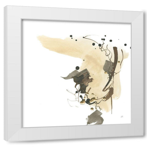 Gold Dots I Brown White Modern Wood Framed Art Print by Paschke, Chris