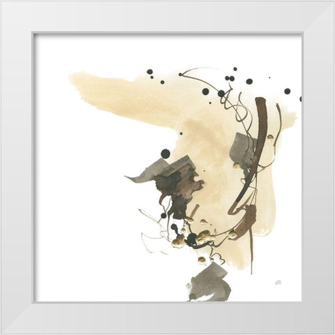 Gold Dots I Brown White Modern Wood Framed Art Print by Paschke, Chris