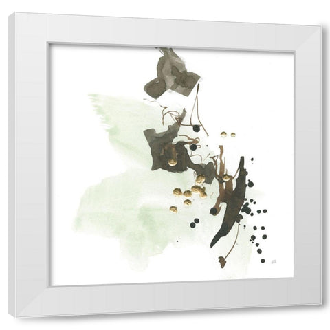 Gold Dots II Green White Modern Wood Framed Art Print by Paschke, Chris