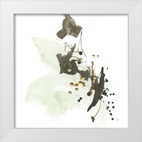 Gold Dots II Green White Modern Wood Framed Art Print by Paschke, Chris