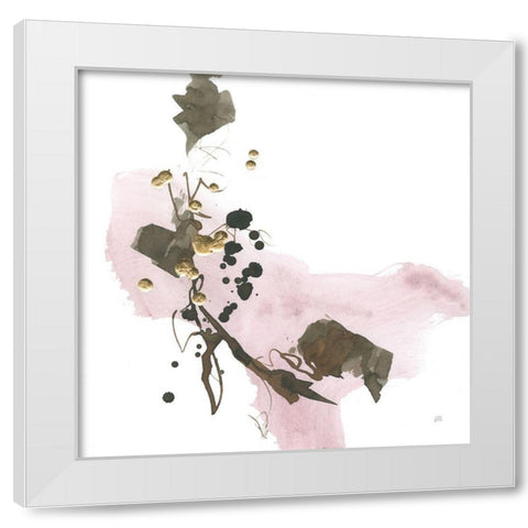 Gold Dots IV Pink White Modern Wood Framed Art Print by Paschke, Chris