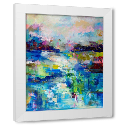 Abstract Evening White Modern Wood Framed Art Print by Vertentes, Jeanette