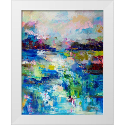 Abstract Evening White Modern Wood Framed Art Print by Vertentes, Jeanette