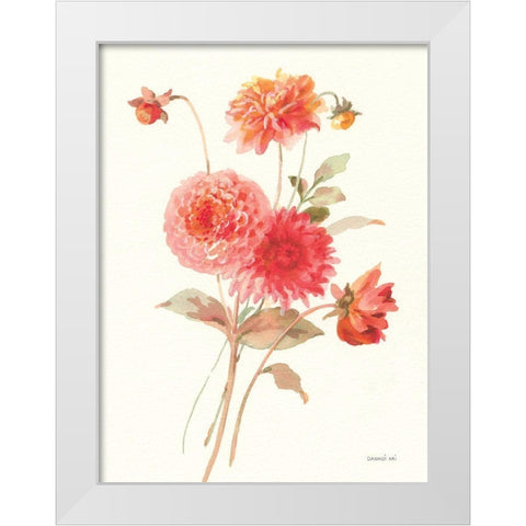 Summer Dahlias I White Modern Wood Framed Art Print by Nai, Danhui