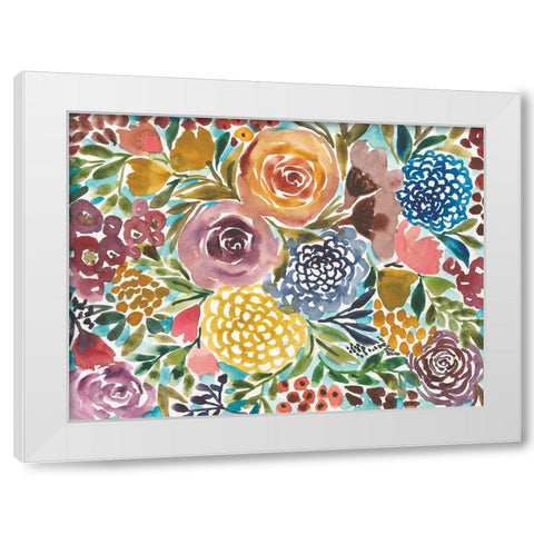 Spray of Flowers White Modern Wood Framed Art Print by Warrick, Cheryl