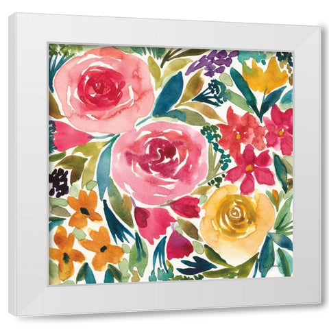 Summer Petals I White Modern Wood Framed Art Print by Warrick, Cheryl