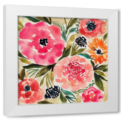 Summer Petals II White Modern Wood Framed Art Print by Warrick, Cheryl