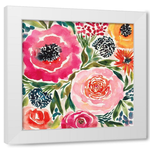 Summer Petals III White Modern Wood Framed Art Print by Warrick, Cheryl