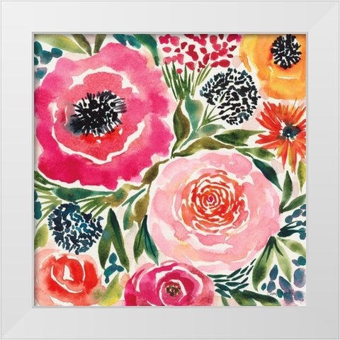 Summer Petals III White Modern Wood Framed Art Print by Warrick, Cheryl