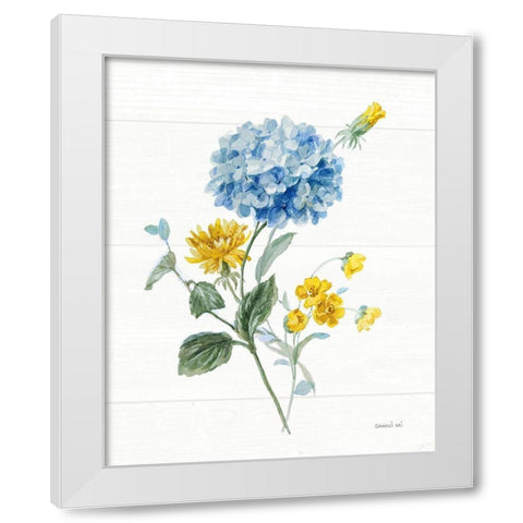 Bees and Blooms Flowers III White Modern Wood Framed Art Print by Nai, Danhui