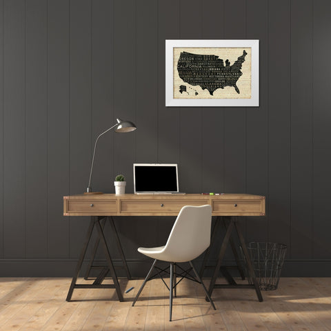 USA V White Modern Wood Framed Art Print by Pela Studio