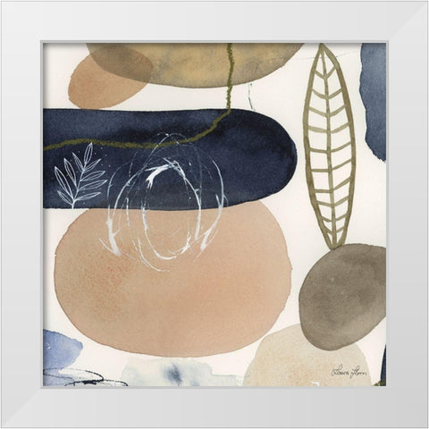 Leaves and Stones III White Modern Wood Framed Art Print by Horn, Laura