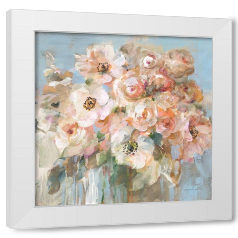 Blushing Bouquet White Modern Wood Framed Art Print by Nai, Danhui