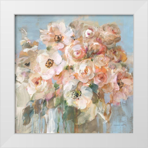 Blushing Bouquet White Modern Wood Framed Art Print by Nai, Danhui